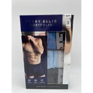 Perry Ellis Portfolio Cotton Stretch Boxer Briefs Multicolor 3 Pack Size S🛒